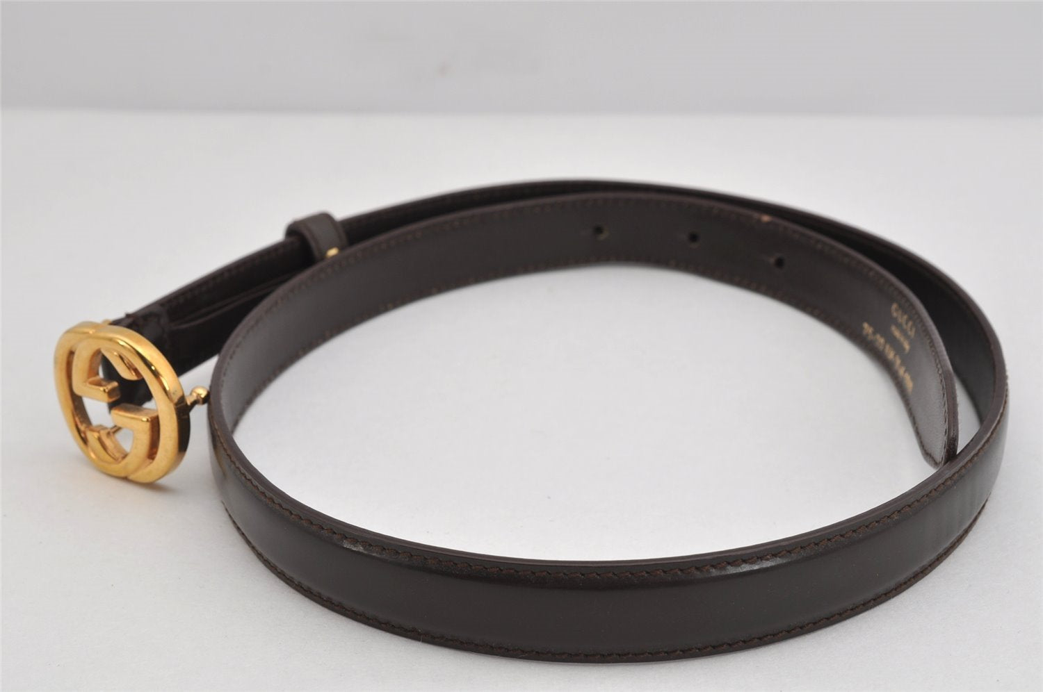 Authentic GUCCI Interlocking G Belt Leather Size 75cm 29.5