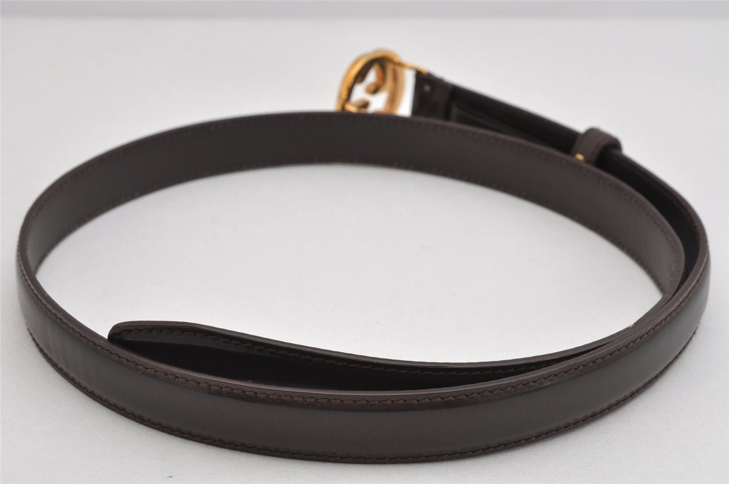 Authentic GUCCI Interlocking G Belt Leather Size 75cm 29.5