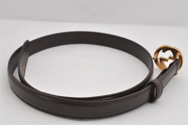 Authentic GUCCI Interlocking G Belt Leather Size 75cm 29.5" Brown 3881K