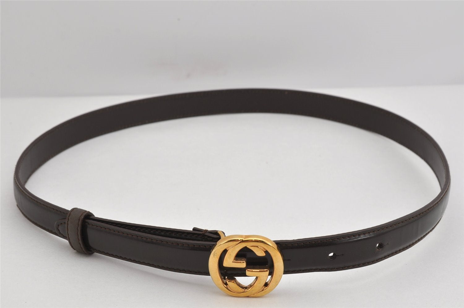 Authentic GUCCI Interlocking G Belt Leather Size 75cm 29.5