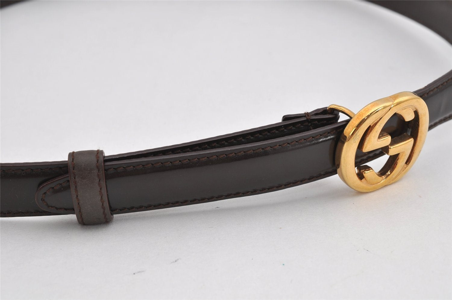 Authentic GUCCI Interlocking G Belt Leather Size 75cm 29.5