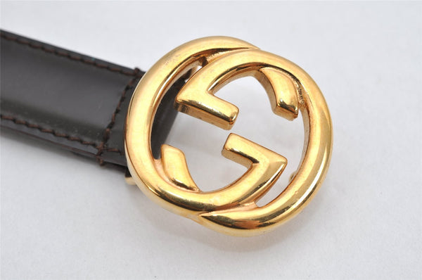 Authentic GUCCI Interlocking G Belt Leather Size 75cm 29.5" Brown 3881K