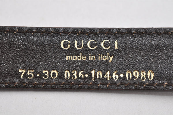 Authentic GUCCI Interlocking G Belt Leather Size 75cm 29.5" Brown 3881K