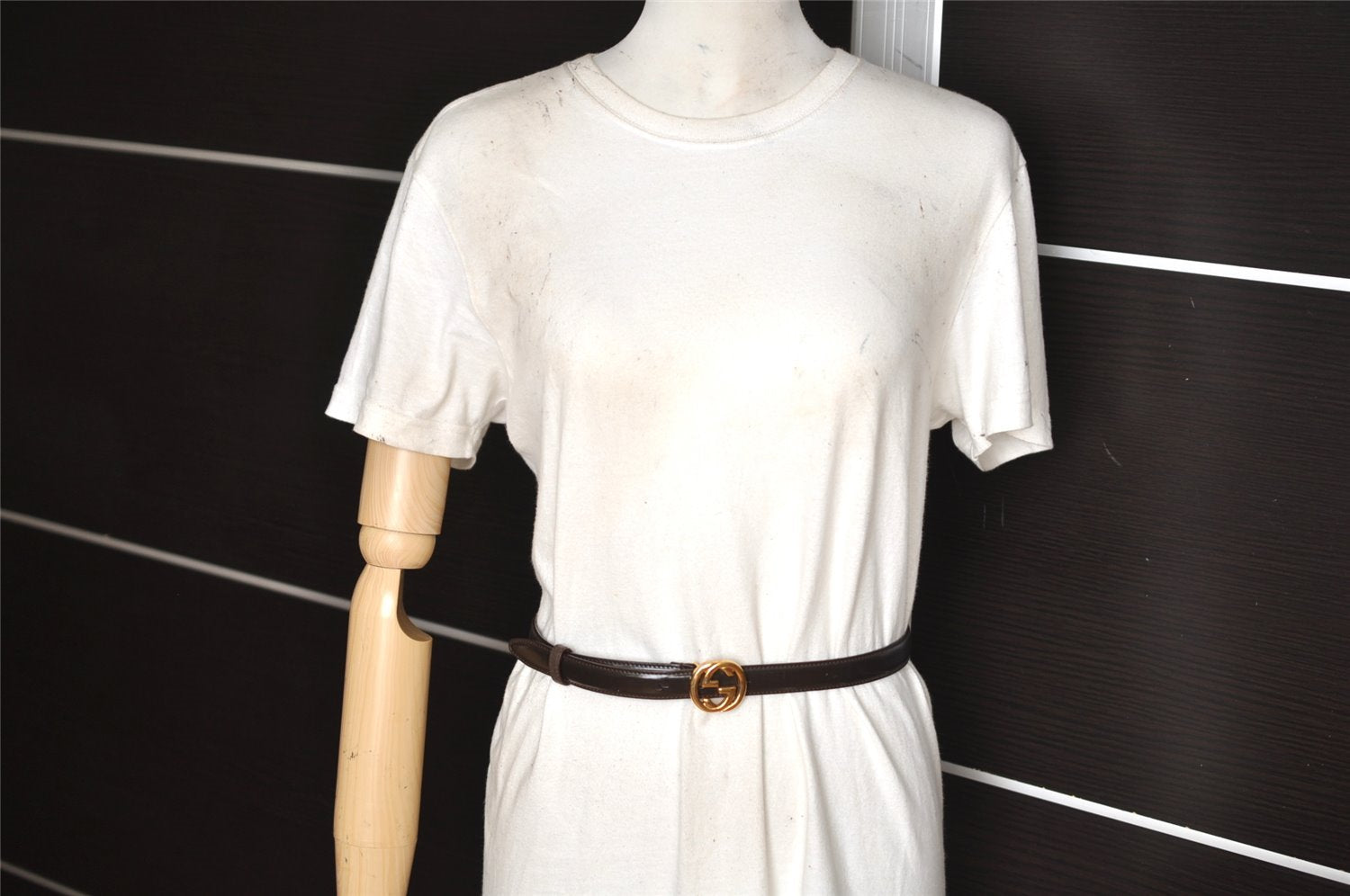 Authentic GUCCI Interlocking G Belt Leather Size 75cm 29.5