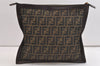 Authentic FENDI Zucca Clutch Hand Bag Purse Nylon Leather Brown 3882K