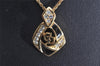 Authentic Christian Dior Gold Tone Chain Rhinestone Pendant Necklace CD 3884J