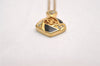 Authentic Christian Dior Gold Tone Chain Rhinestone Pendant Necklace CD 3884J