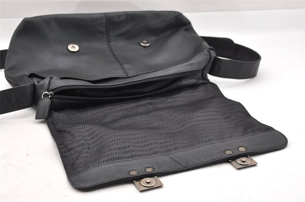 Authentic PRADA Vintage Leather Nappa Shoulder Cross Body Bag Purse Black 3885I