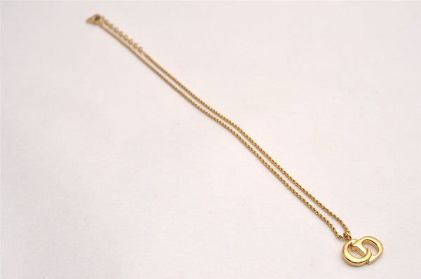 Authentic Christian Dior Vintage Gold Tone Chain Pendant Necklace CD 3885J