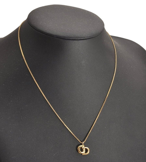 Authentic Christian Dior Vintage Gold Tone Chain Pendant Necklace CD 3886J