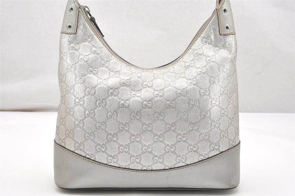 Authentic GUCCI Guccissima GG Leather Shoulder Hand Bag 239379 Silver 3886K