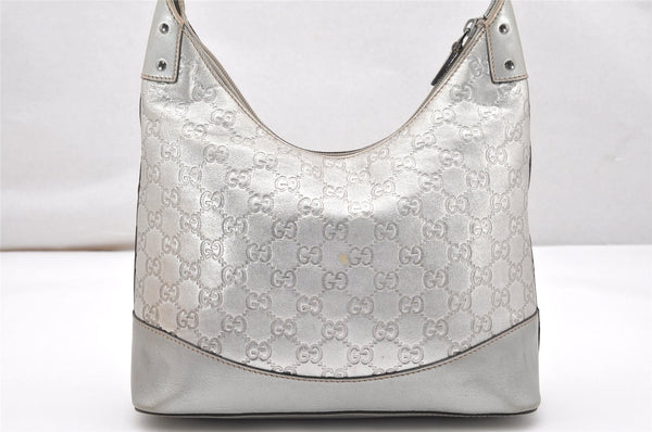 Authentic GUCCI Guccissima GG Leather Shoulder Hand Bag 239379 Silver 3886K