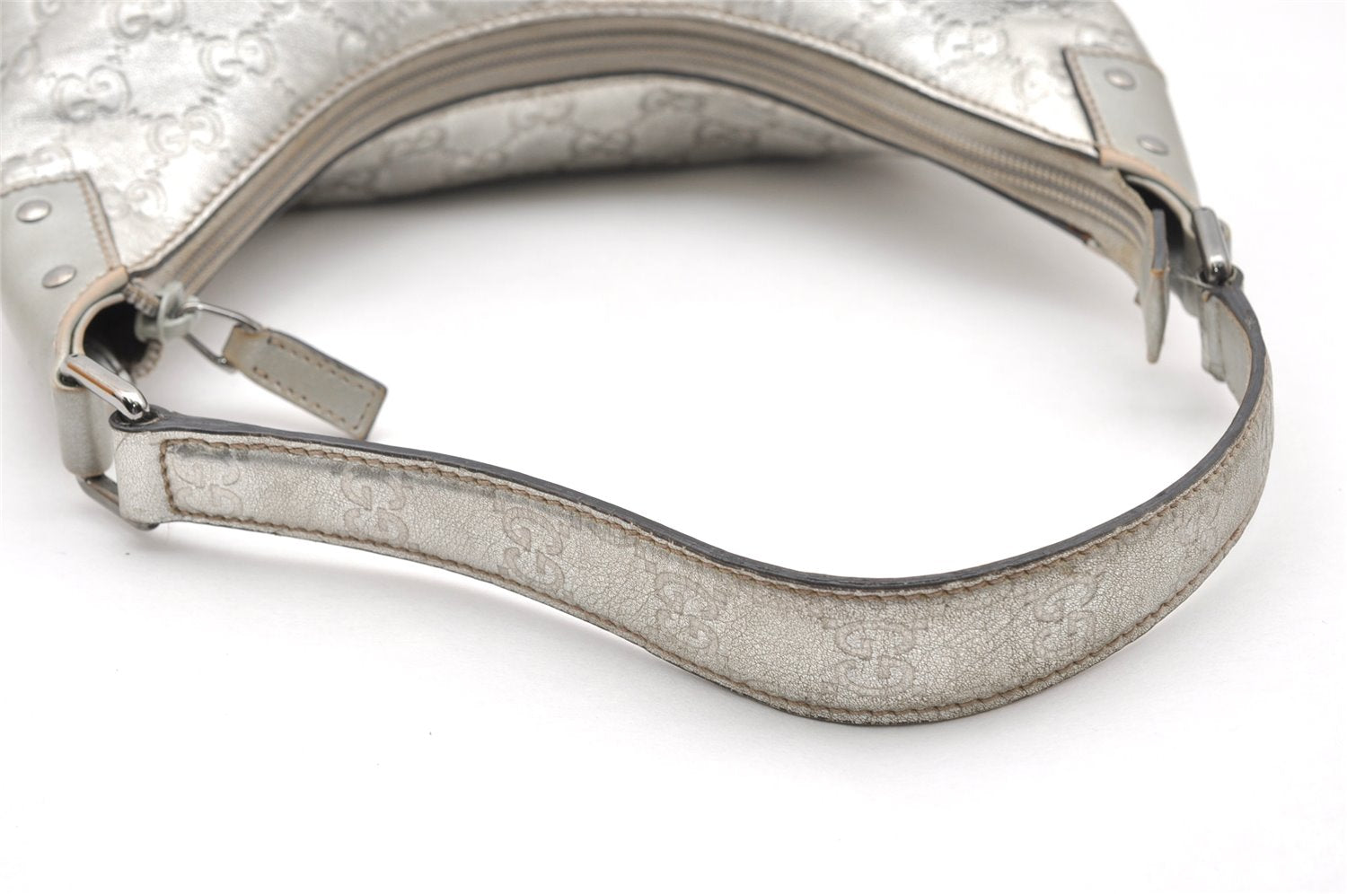 Authentic GUCCI Guccissima GG Leather Shoulder Hand Bag 239379 Silver 3886K