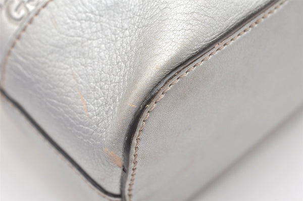 Authentic GUCCI Guccissima GG Leather Shoulder Hand Bag 239379 Silver 3886K