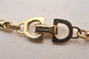 Authentic Christian Dior Gold Tone Chain Rhinestone Pendant Necklace CD 3887J