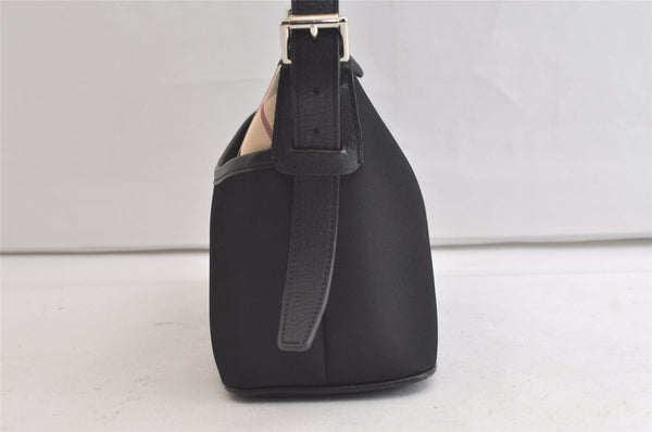 Authentic BURBERRY Nova Check Shoulder Hand Bag Purse Nylon Leather Black 3888K