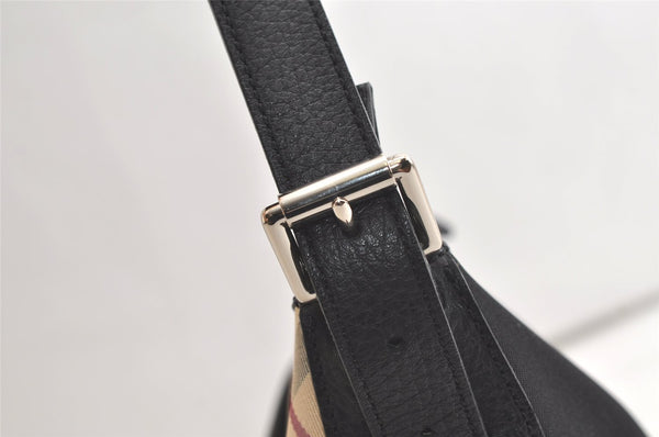 Authentic BURBERRY Nova Check Shoulder Hand Bag Purse Nylon Leather Black 3888K