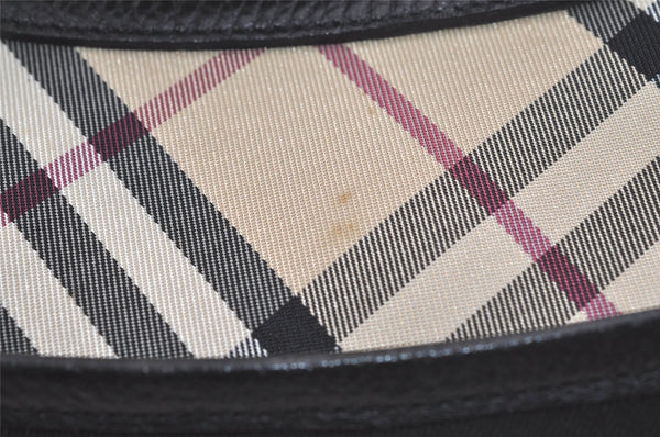 Authentic BURBERRY Nova Check Shoulder Hand Bag Purse Nylon Leather Black 3888K