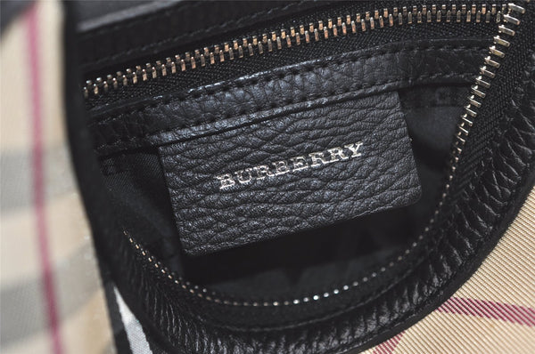 Authentic BURBERRY Nova Check Shoulder Hand Bag Purse Nylon Leather Black 3888K