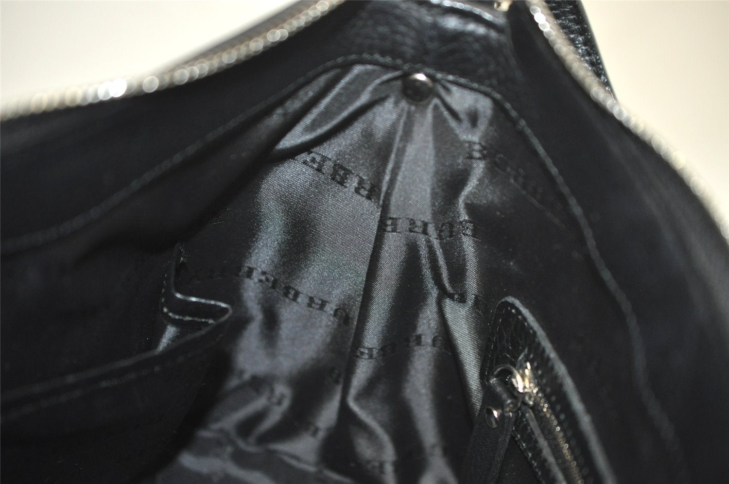Authentic BURBERRY Nova Check Shoulder Hand Bag Purse Nylon Leather Black 3888K