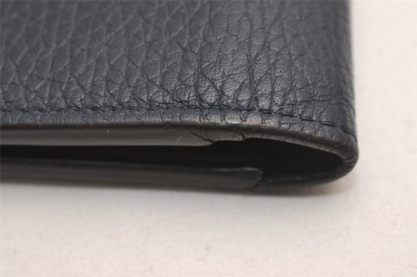 Authentic Louis Vuitton Taurillon Portefeuille Brazza Wallet M58818 Navy 3889J