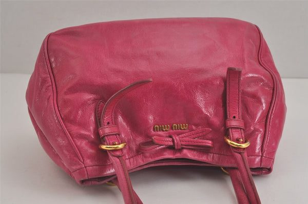 Authentic MIU MIU Vitello Shine Leather 2Way Hand Bag Purse RN1095 Pink 3890J