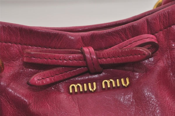 Authentic MIU MIU Vitello Shine Leather 2Way Hand Bag Purse RN1095 Pink 3890J