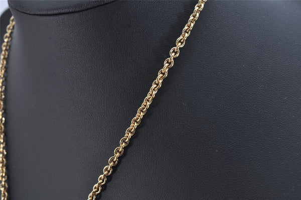 Authentic Christian Dior Gold Tone Chain Pendant Necklace CD Box 3891K