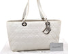 Authentic Christian Dior Lady Dior Lamb Skin Cannage Hand Bag White CD 3895K