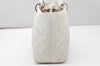 Authentic Christian Dior Lady Dior Lamb Skin Cannage Hand Bag White CD 3895K