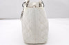 Authentic Christian Dior Lady Dior Lamb Skin Cannage Hand Bag White CD 3895K