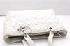 Authentic Christian Dior Lady Dior Lamb Skin Cannage Hand Bag White CD 3895K