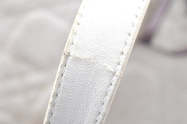 Authentic Christian Dior Lady Dior Lamb Skin Cannage Hand Bag White CD 3895K