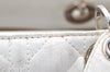 Authentic Christian Dior Lady Dior Lamb Skin Cannage Hand Bag White CD 3895K