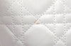 Authentic Christian Dior Lady Dior Lamb Skin Cannage Hand Bag White CD 3895K