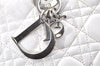 Authentic Christian Dior Lady Dior Lamb Skin Cannage Hand Bag White CD 3895K