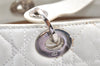 Authentic Christian Dior Lady Dior Lamb Skin Cannage Hand Bag White CD 3895K