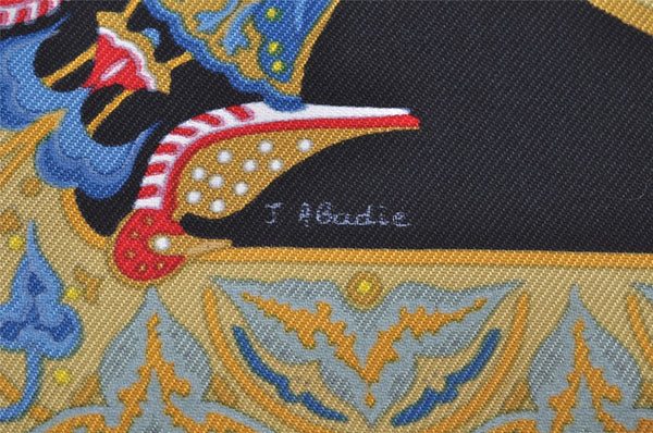 Auth HERMES Petit Carre 40 Scarf Handkerchief "CIELS BYZANTINS" Silk Black 3896J