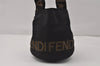 Authentic FENDI Vintage Hand Bag Purse Nylon Leather Black 3896K