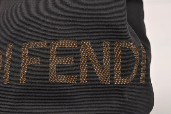 Authentic FENDI Vintage Hand Bag Purse Nylon Leather Black 3896K