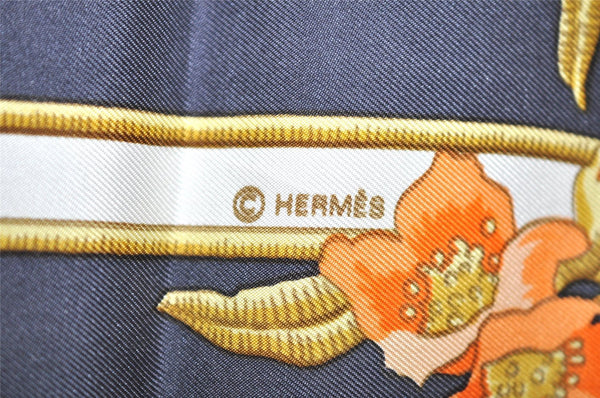 Authentic HERMES Carre 90 Scarf "Caraibes" Silk Gray 3897J