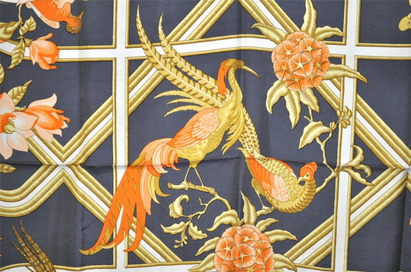 Authentic HERMES Carre 90 Scarf "Caraibes" Silk Gray 3897J