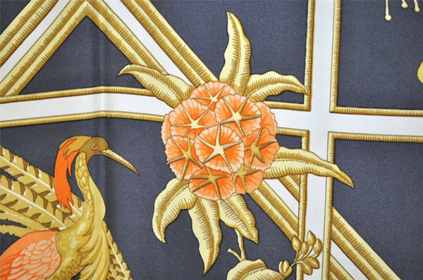 Authentic HERMES Carre 90 Scarf "Caraibes" Silk Gray 3897J