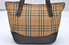 Authentic BURBERRY Vintage Nova Check Canvas Leather Hand Bag Purse Beige 3898K