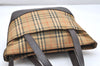 Authentic BURBERRY Vintage Nova Check Canvas Leather Hand Bag Purse Beige 3898K