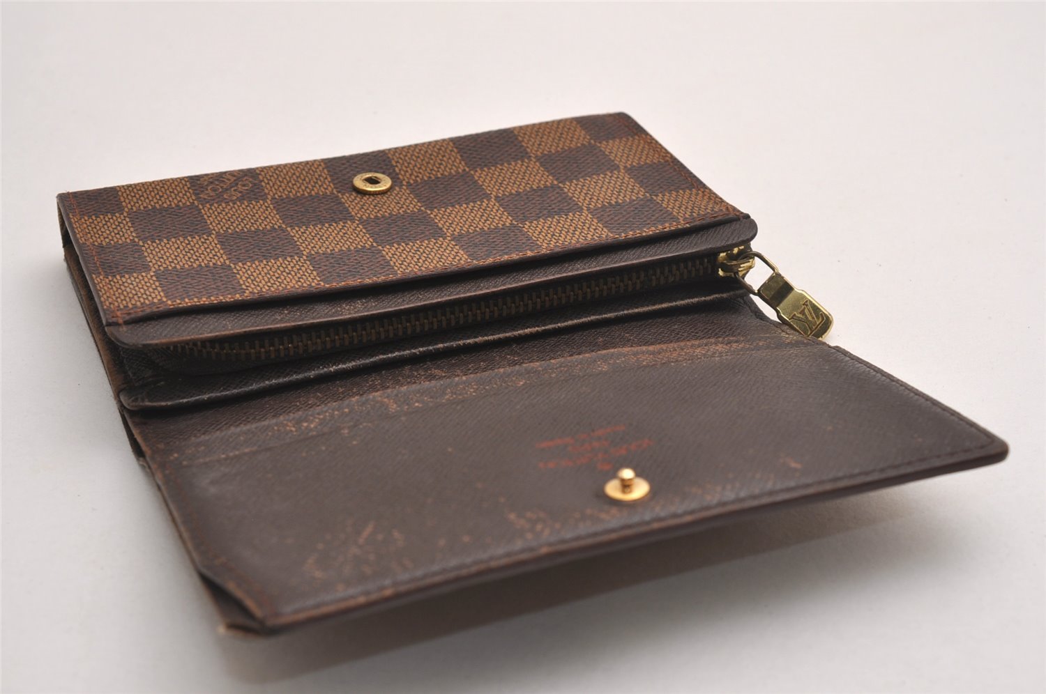 Authentic Louis Vuitton Damier Porte Monnaie Billets Tresor N61730 Wallet 3903J