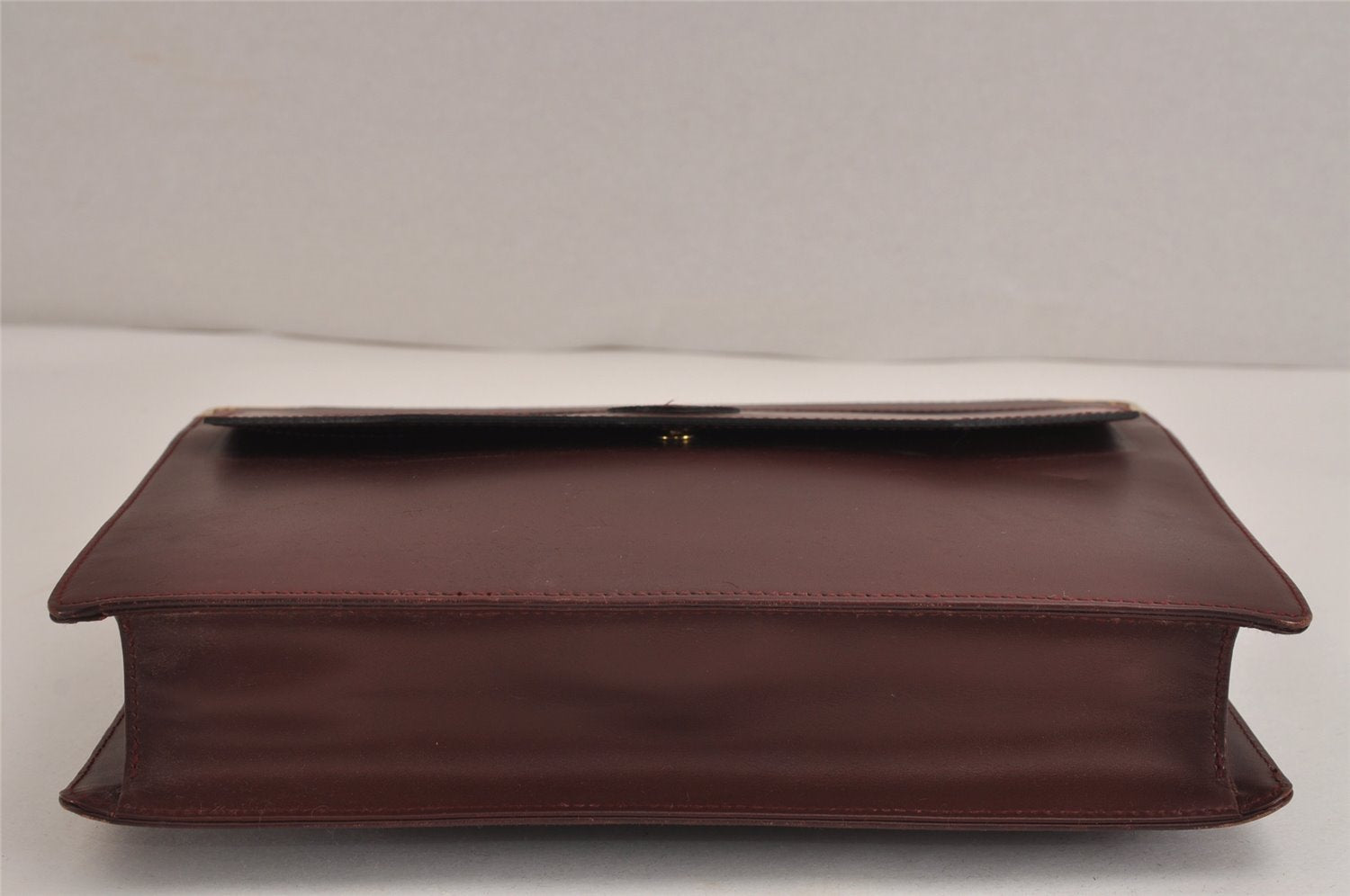 Authentic Cartier Must de Cartier Clutch Bag Purse Leather Bordeaux Red 3904J