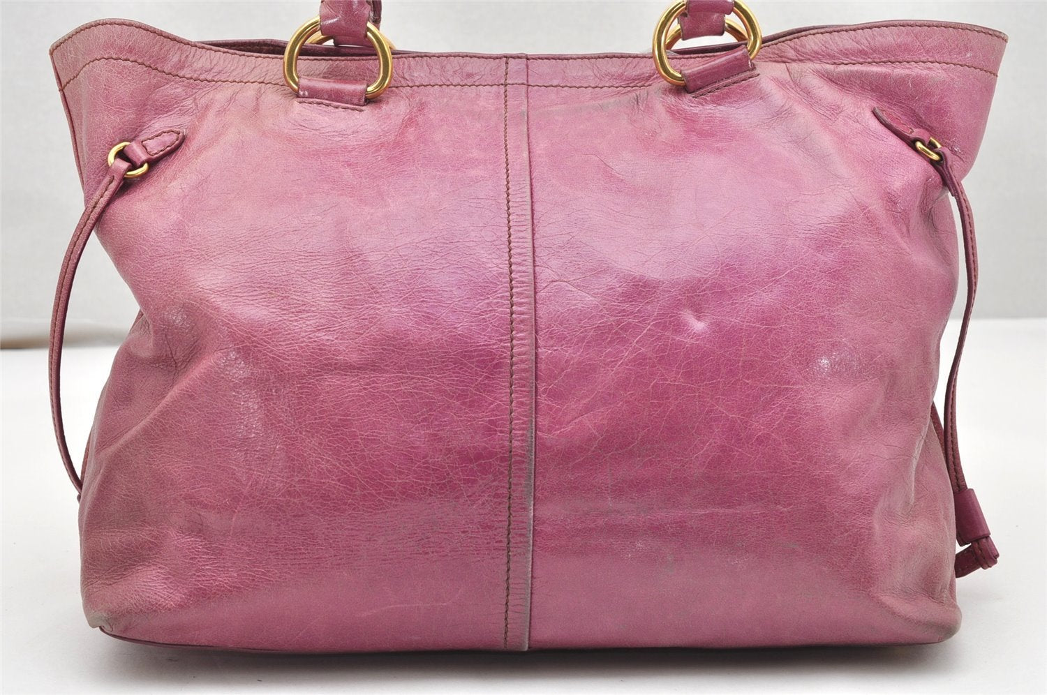 Authentic PRADA Vintage Leather Shoulder Tote Bag Pink 3904K