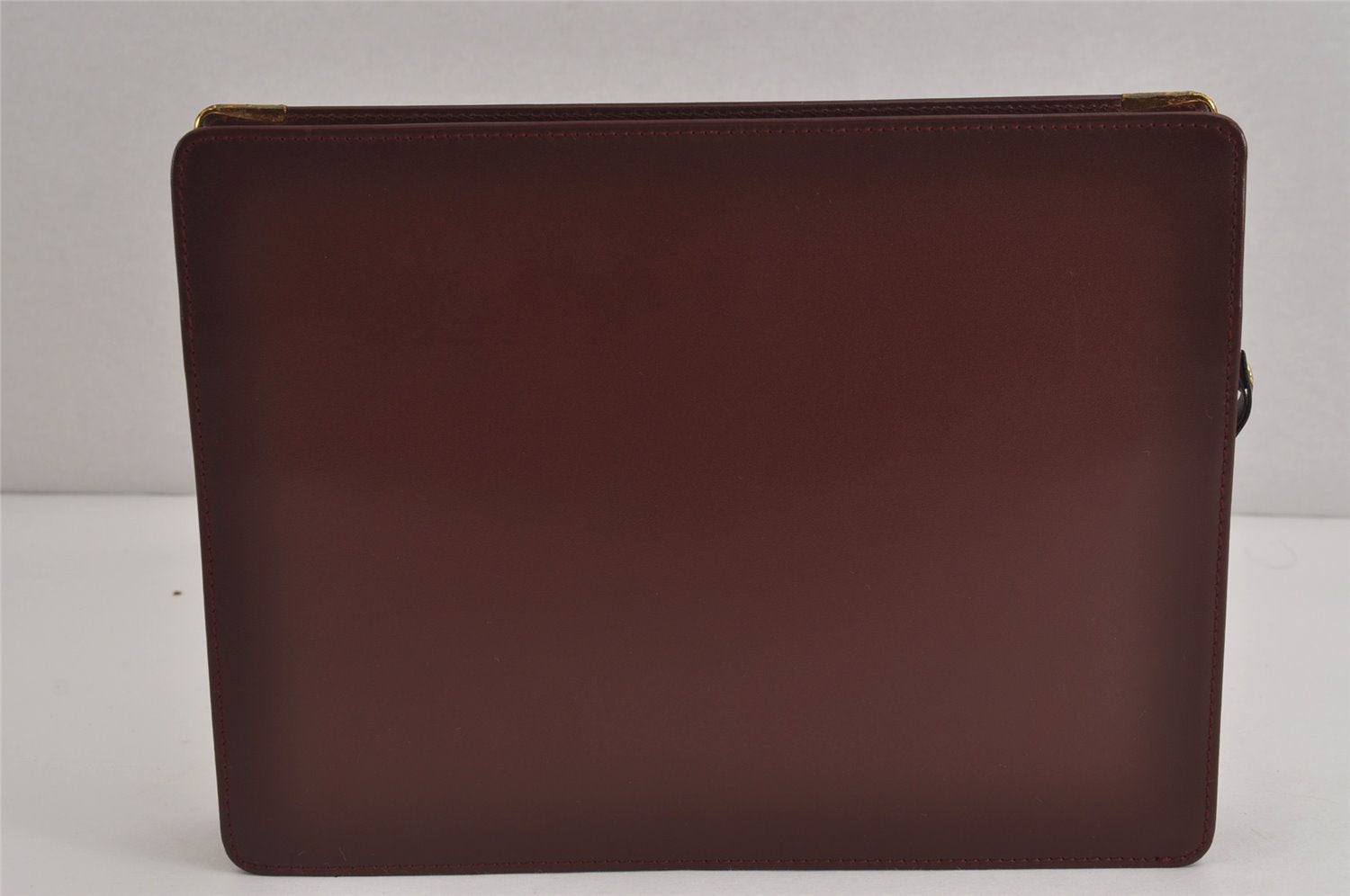 Authentic Cartier Must de Cartier Clutch Bag Purse Leather Bordeaux Red 3905J