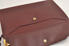 Authentic Cartier Must de Cartier Clutch Bag Purse Leather Bordeaux Red 3905J